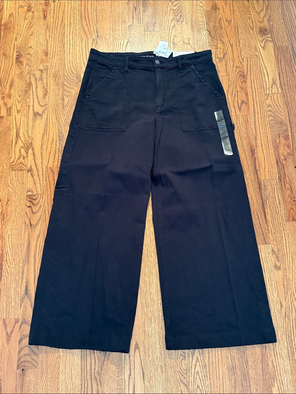 NWT Women’s American Eagle Outfitters Black Wide-Leg Cargo Trousers